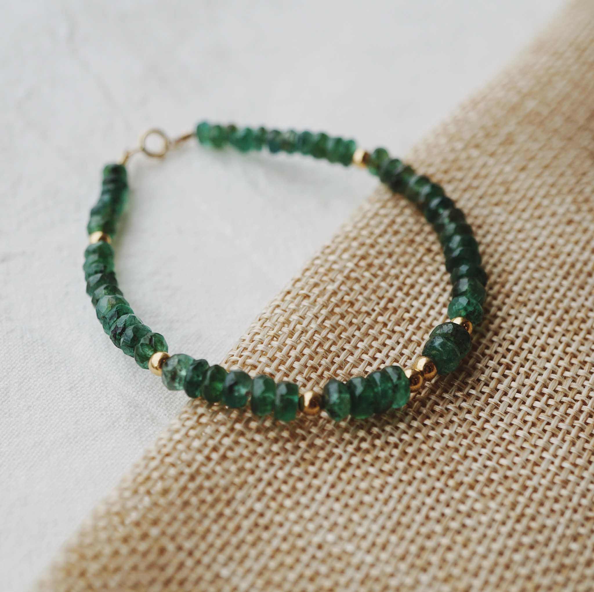 Gold Plated Bracelet with Green and White Crystals - Emerald Green Crystal Bracelet  Bangle by Blingvine
